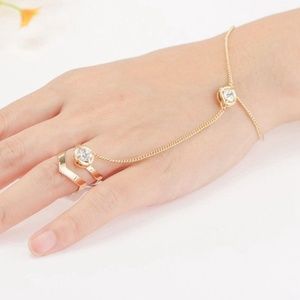 Gold Rhinestone Ring Bracelet